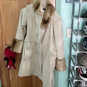 Venus Suede cream coat with fur top